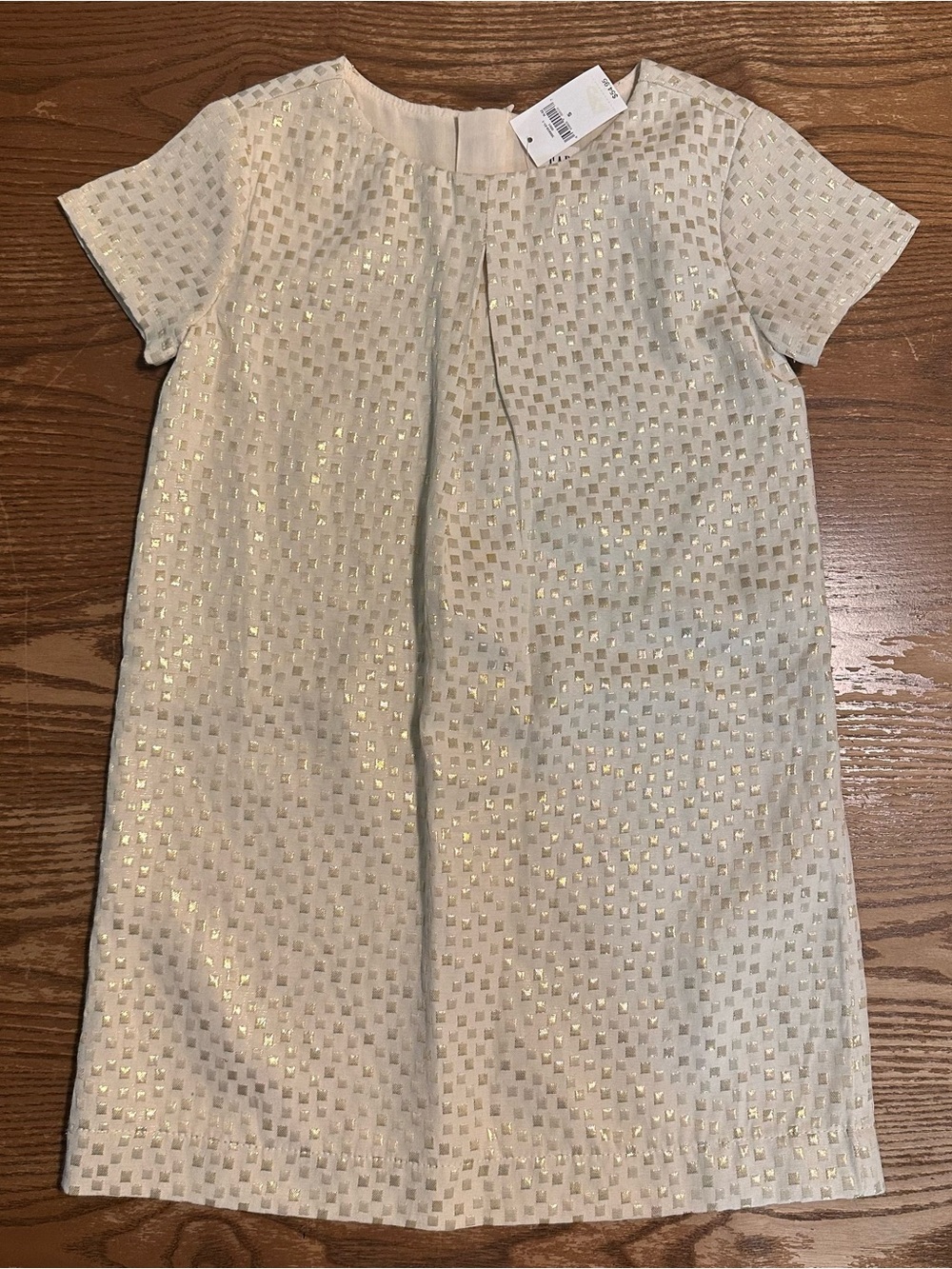 Gap Kids Girls Metallic Gold Square Print Shift Dress Size S NWT